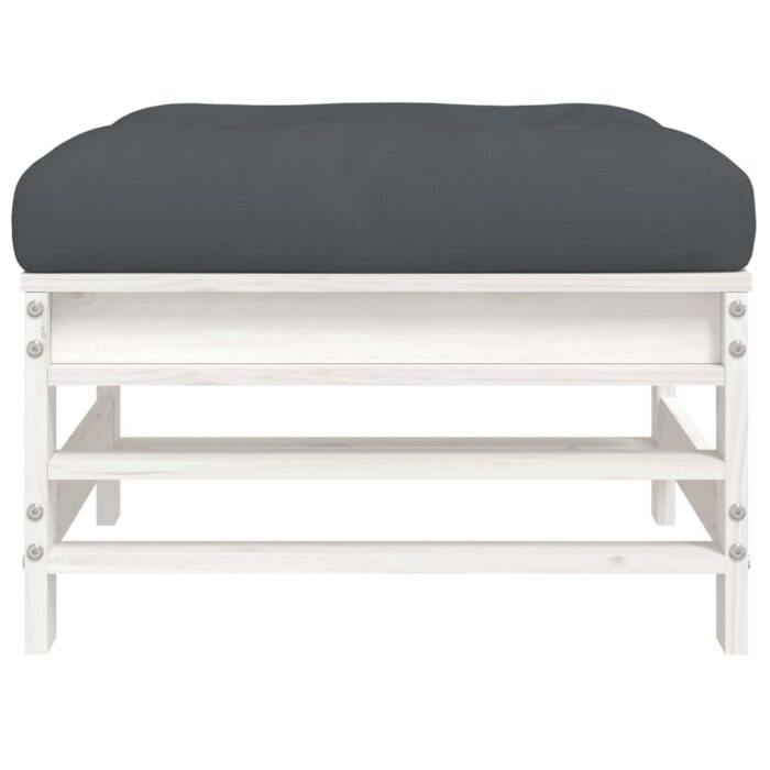 Repose-pieds de jardin coussins lot de 2 blanc bois pin massif – Image 3