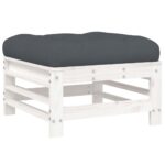 Repose-pieds de jardin coussins lot de 2 blanc bois pin massif – Image 4
