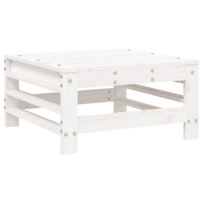 Repose-pieds de jardin coussins lot de 2 blanc bois pin massif – Image 5
