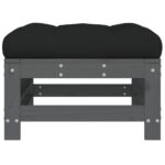 Repose-pieds de jardin coussins lot de 2 gris bois pin massif – Image 2