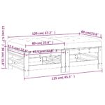 Repose-pieds de jardin coussins lot de 2 gris bois pin massif – Image 8