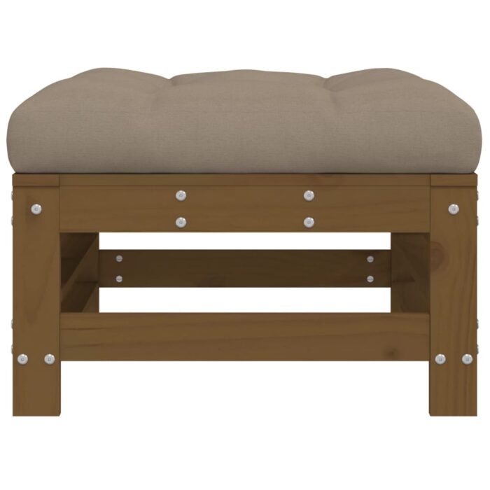 Repose-pieds de jardin avec coussins lot de 2 marron miel – Image 2