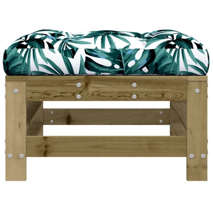 Repose-pieds de jardin et coussins lot de 2 bois pin imprégné – Image 2