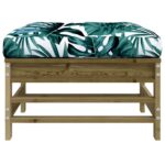Repose-pieds de jardin et coussins lot de 2 bois pin imprégné – Image 3