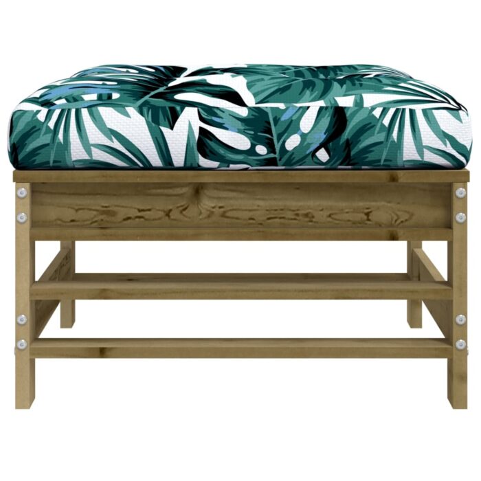 Repose-pieds de jardin et coussins lot de 2 bois pin imprégné – Image 3