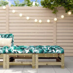 Repose-pieds de jardin et coussins lot de 2 bois pin imprégné