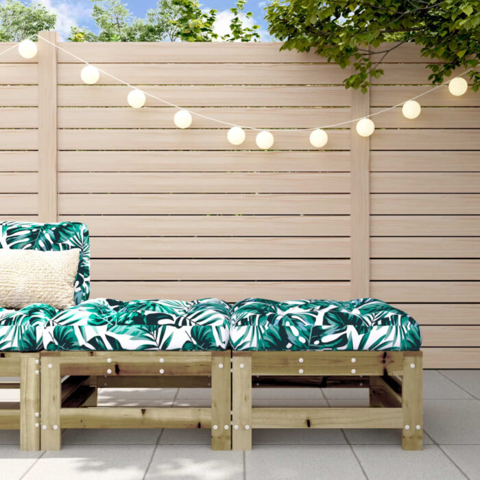 Repose-pieds de jardin et coussins lot de 2 bois pin imprégné – Image 1