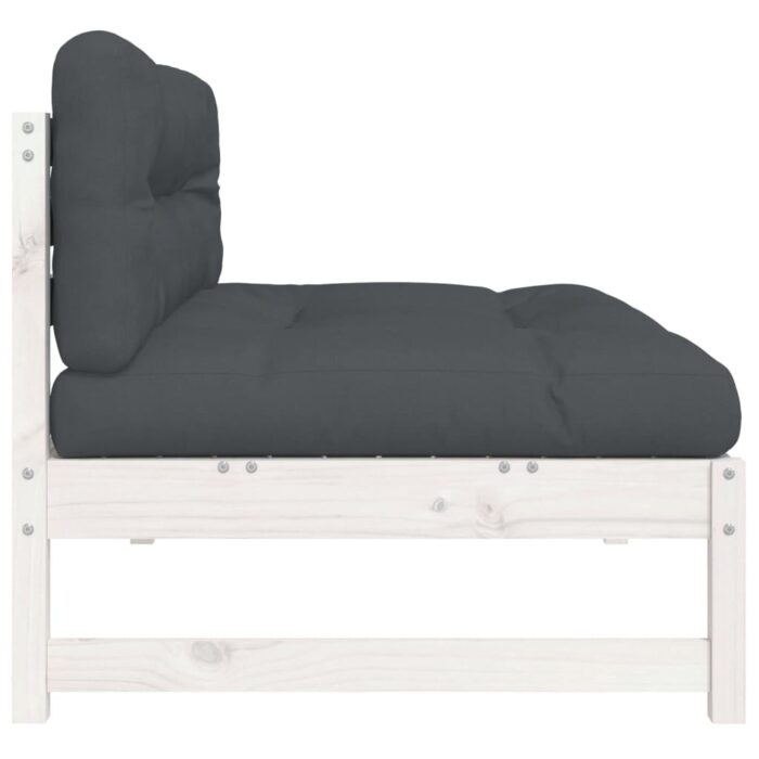 Canapé central 120x80 cm blanc bois de pin massif – Image 3