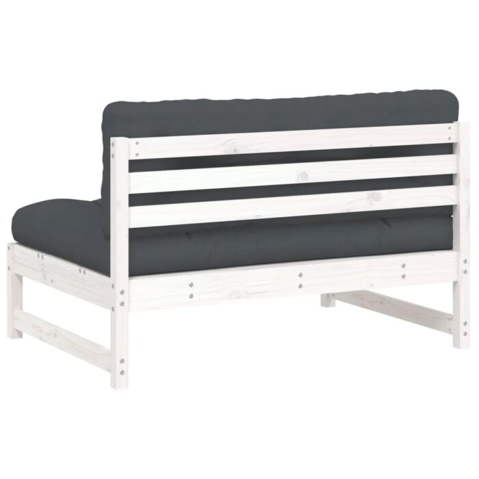 Canapé central 120x80 cm blanc bois de pin massif – Image 4