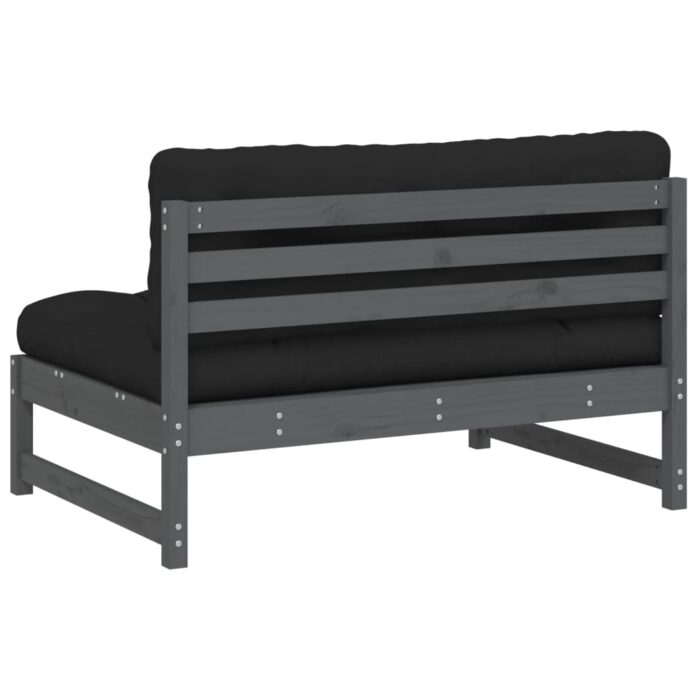 Canapé central 120x80 cm gris bois de pin massif – Image 4