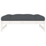 Repose-pied de jardin 120x80 cm blanc bois de pin massif – Image 2