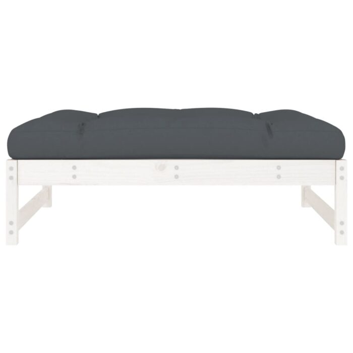 Repose-pied de jardin 120x80 cm blanc bois de pin massif – Image 2