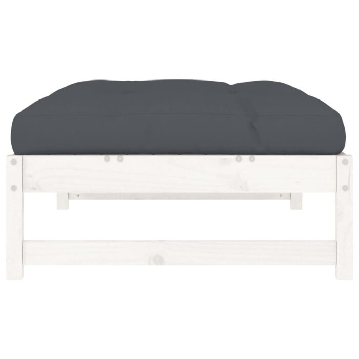 Repose-pied de jardin 120x80 cm blanc bois de pin massif – Image 3