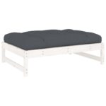 Repose-pied de jardin 120x80 cm blanc bois de pin massif – Image 4