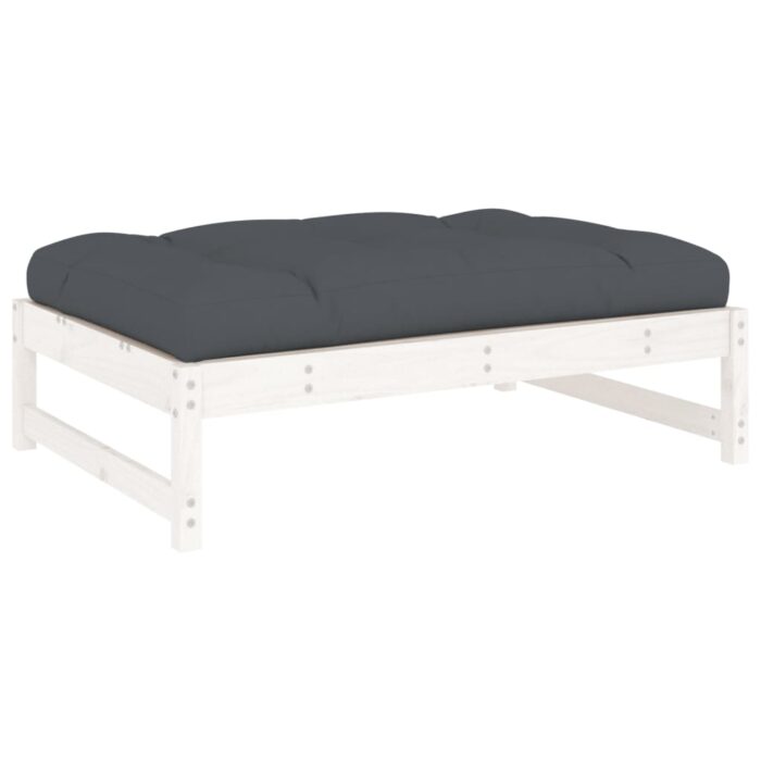 Repose-pied de jardin 120x80 cm blanc bois de pin massif – Image 4