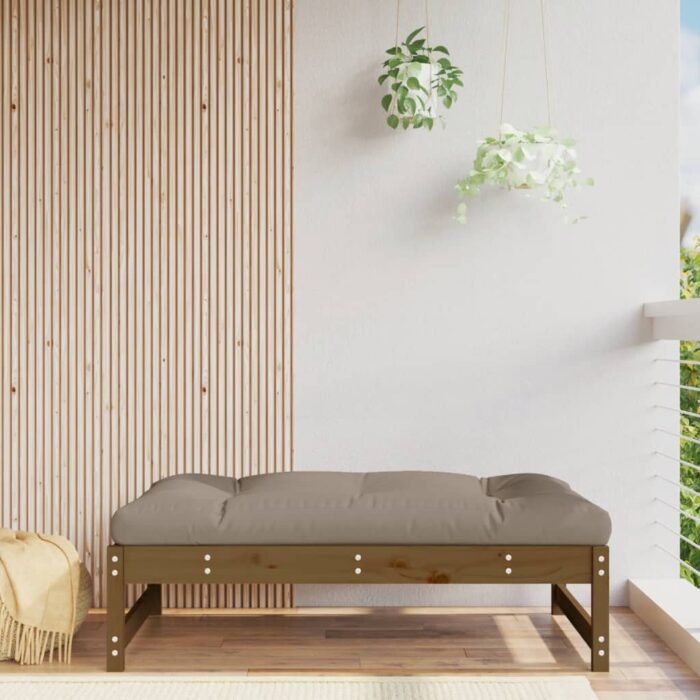 Repose-pied de jardin 120x80 cm marron miel bois de pin massif – Image 1