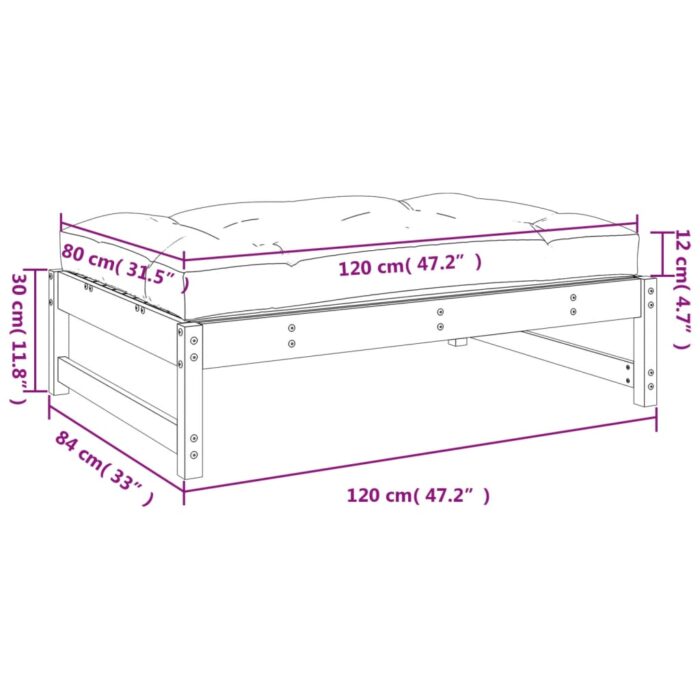 Repose-pied de jardin 120x80 cm bois de pin imprégné – Image 7