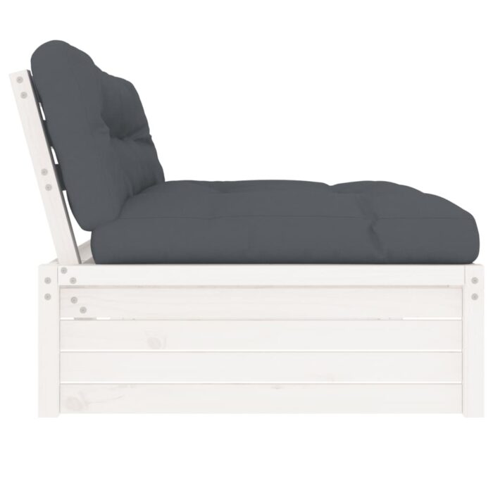 Canapé central 120x80 cm blanc bois de pin massif – Image 2