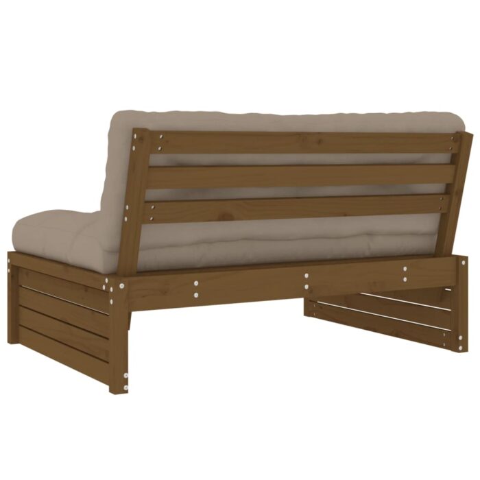 Canapé central 120x80 cm marron miel bois de pin massif – Image 3