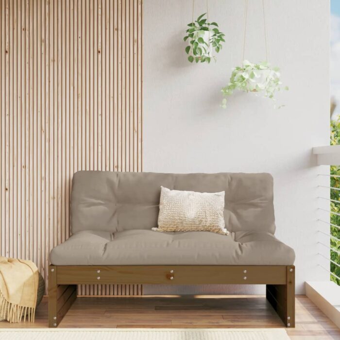 Canapé central 120x80 cm marron miel bois de pin massif – Image 1