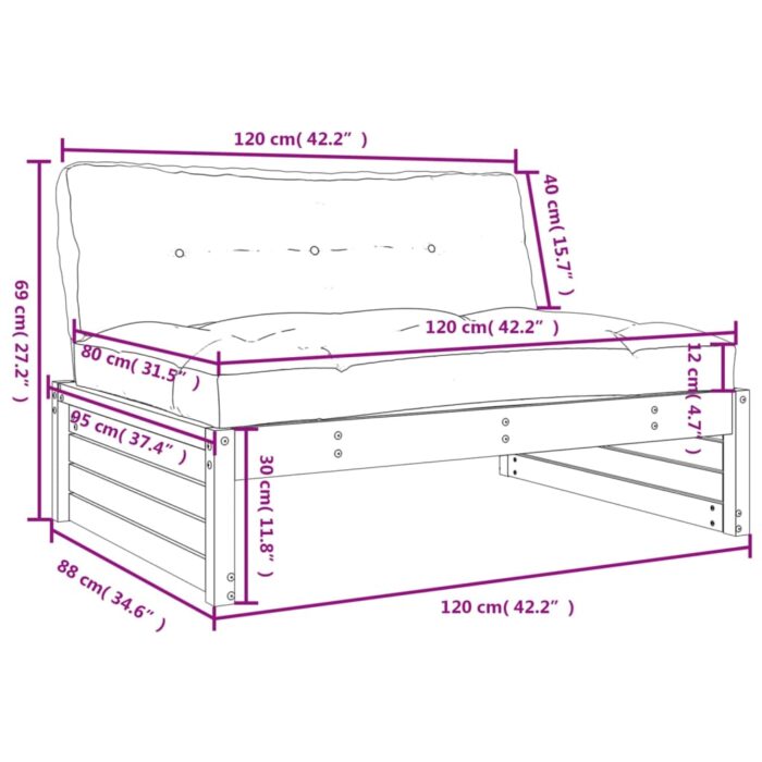 Canapé central 120x80 cm bois massif douglas – Image 7