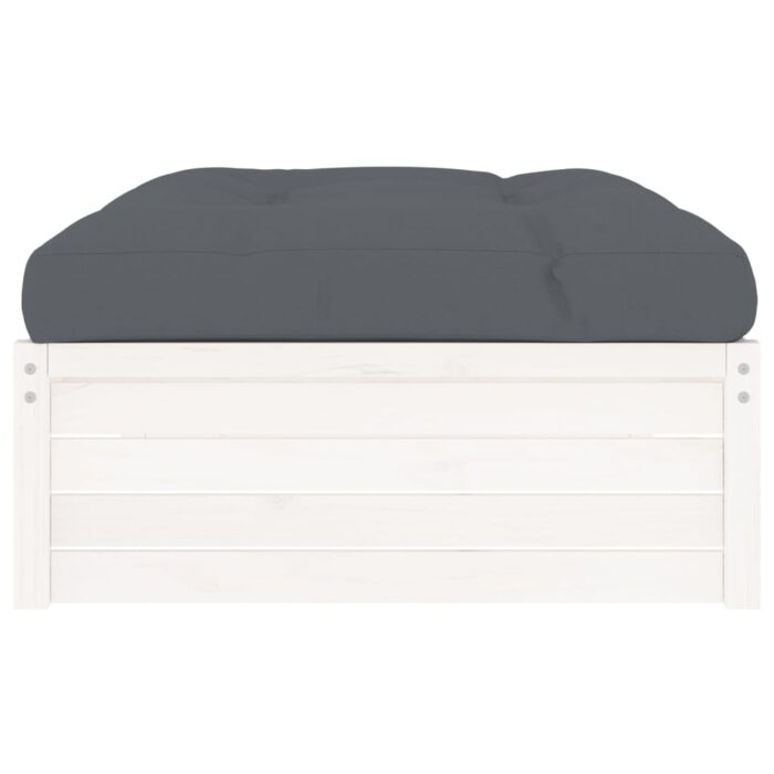 Repose-pied de jardin 120x80 cm blanc bois de pin massif – Image 2