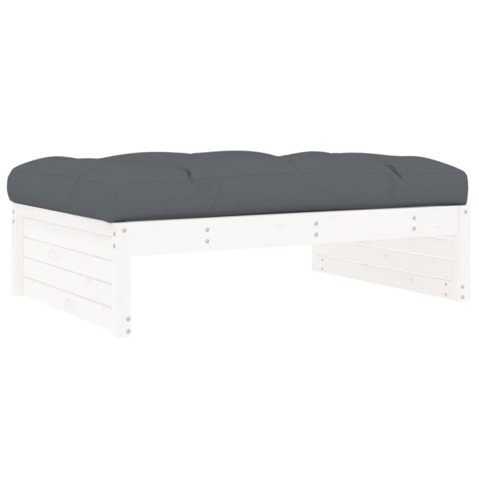 Repose-pied de jardin 120x80 cm blanc bois de pin massif – Image 3