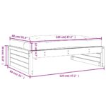 Repose-pied de jardin 120x80 cm blanc bois de pin massif – Image 7