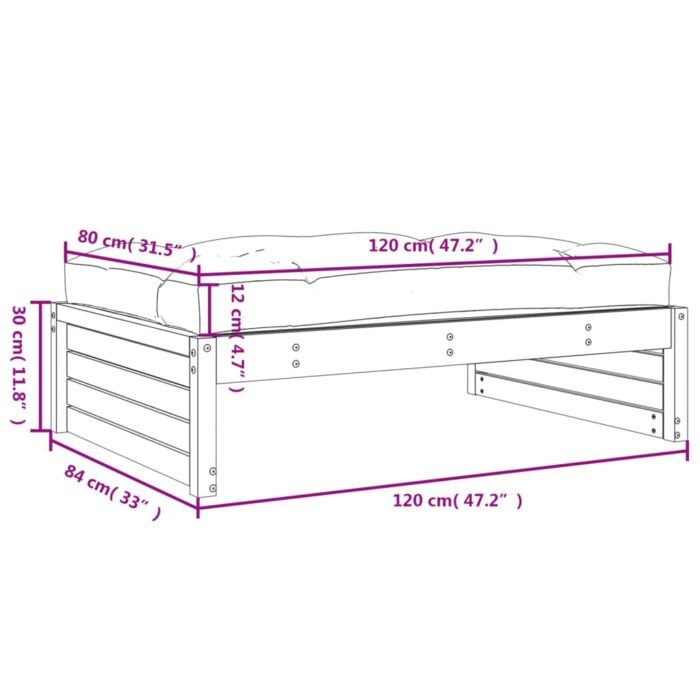 Repose-pied de jardin 120x80 cm blanc bois de pin massif – Image 7