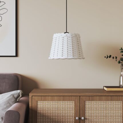 Abat-jour de plafonnier blanc Ø30x20 cm osier