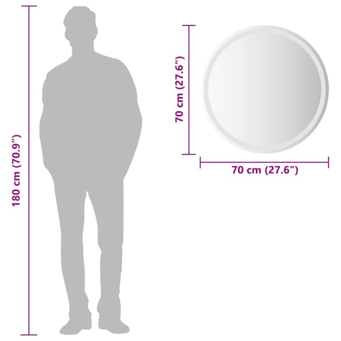 Miroir de salle de bain à LED 70 cm rond – Image 11