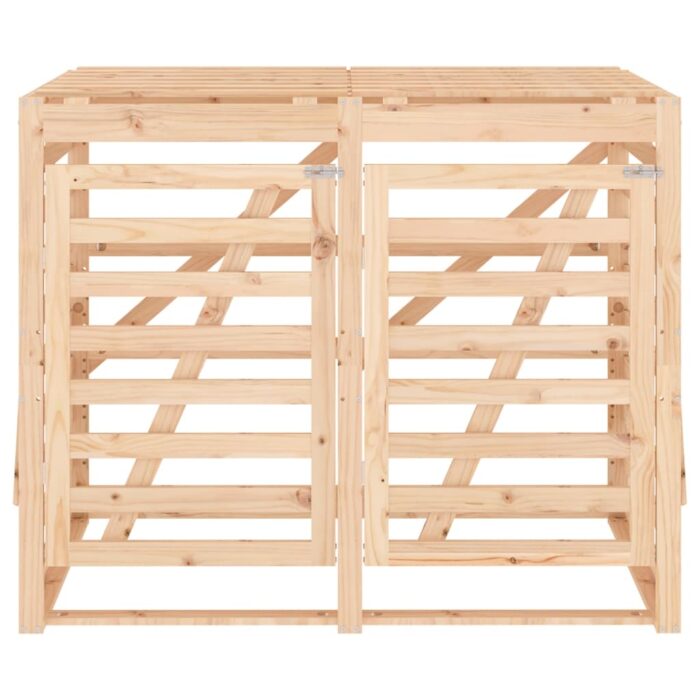 Abri pour poubelle double sur roulettes bois massif de pin – Image 4