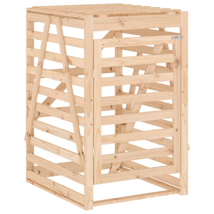 Abri pour poubelle double sur roulettes bois massif de pin – Image 6