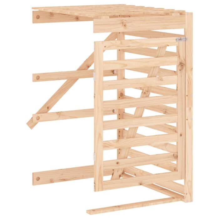 Abri pour poubelle double sur roulettes bois massif de pin – Image 7