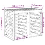Abri pour poubelle double sur roulettes noir bois massif de pin – Image 11