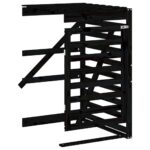 Abri pour poubelle double sur roulettes noir bois massif de pin – Image 7