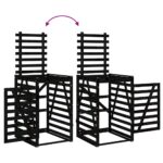 Abri pour poubelle double sur roulettes noir bois massif de pin – Image 8