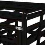 Abri pour poubelle double sur roulettes noir bois massif de pin – Image 9