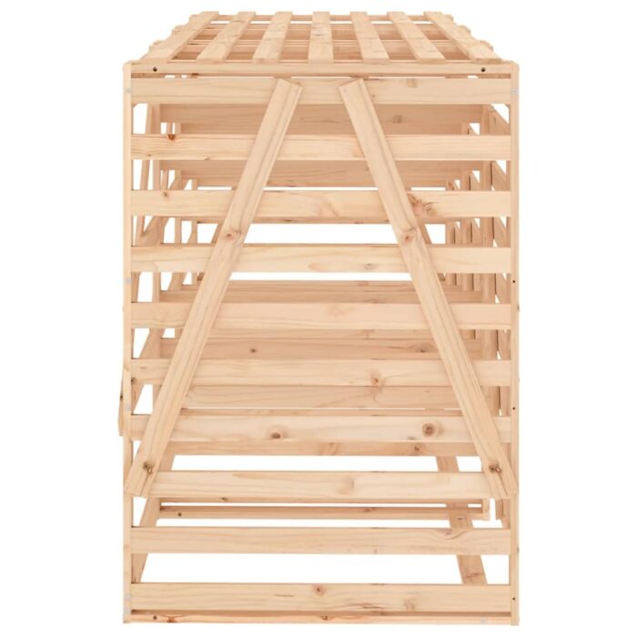 Abri pour poubelle triple sur roulettes bois massif de pin – Image 5