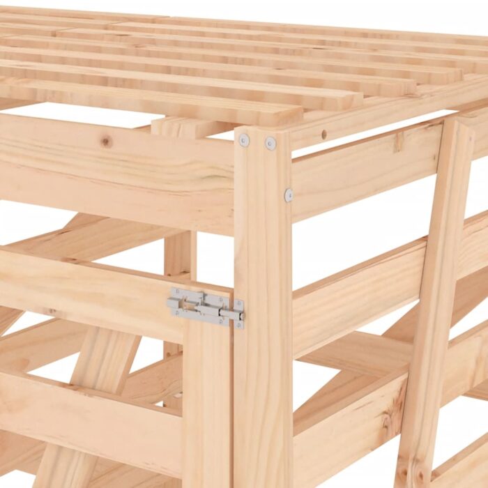 Abri pour poubelle triple sur roulettes bois massif de pin – Image 9
