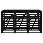 Abri pour poubelle triple sur roulettes noir bois massif de pin – Image 4