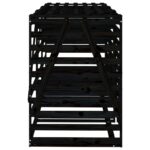 Abri pour poubelle triple sur roulettes noir bois massif de pin – Image 5