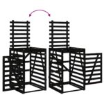 Abri pour poubelle triple sur roulettes noir bois massif de pin – Image 8