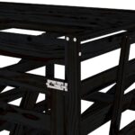 Abri pour poubelle triple sur roulettes noir bois massif de pin – Image 9