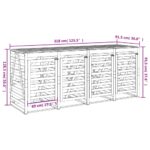 Abri de poubelles quadruple sur roulettes bois massif pin – Image 11