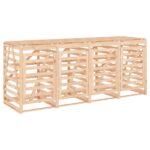 Abri de poubelles quadruple sur roulettes bois massif pin – Image 3