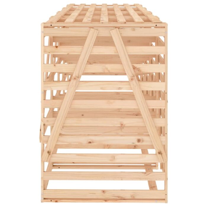 Abri de poubelles quadruple sur roulettes bois massif pin – Image 5