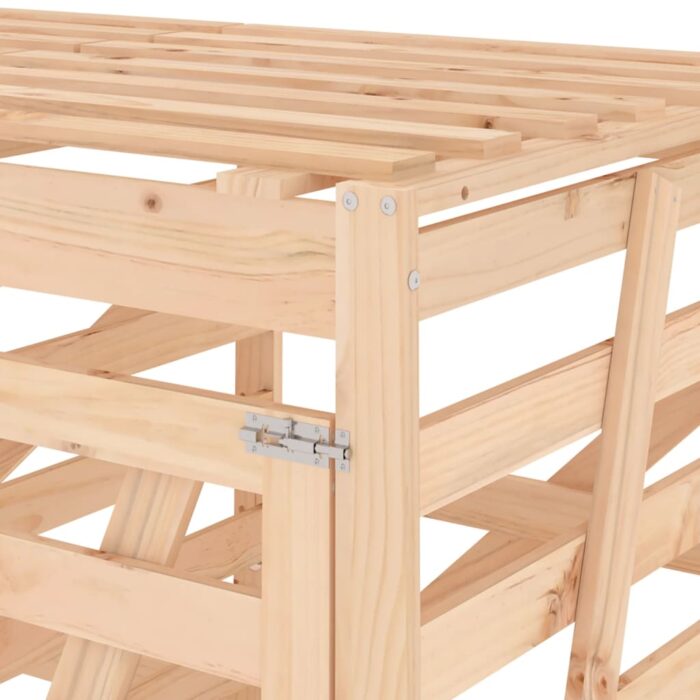 Abri de poubelles quadruple sur roulettes bois massif pin – Image 9