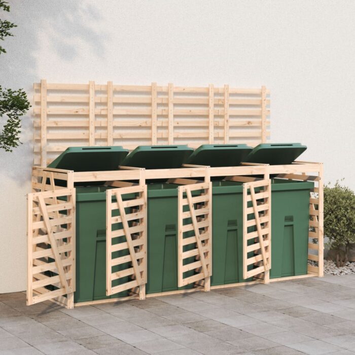VXL8720845804145_m_en_hd_1.jpg Abri de poubelles quadruple sur roulettes bois massif pin – Image 1
