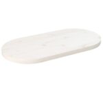 Dessus de table blanc 60x30x2,5 cm bois de pin massif ovale